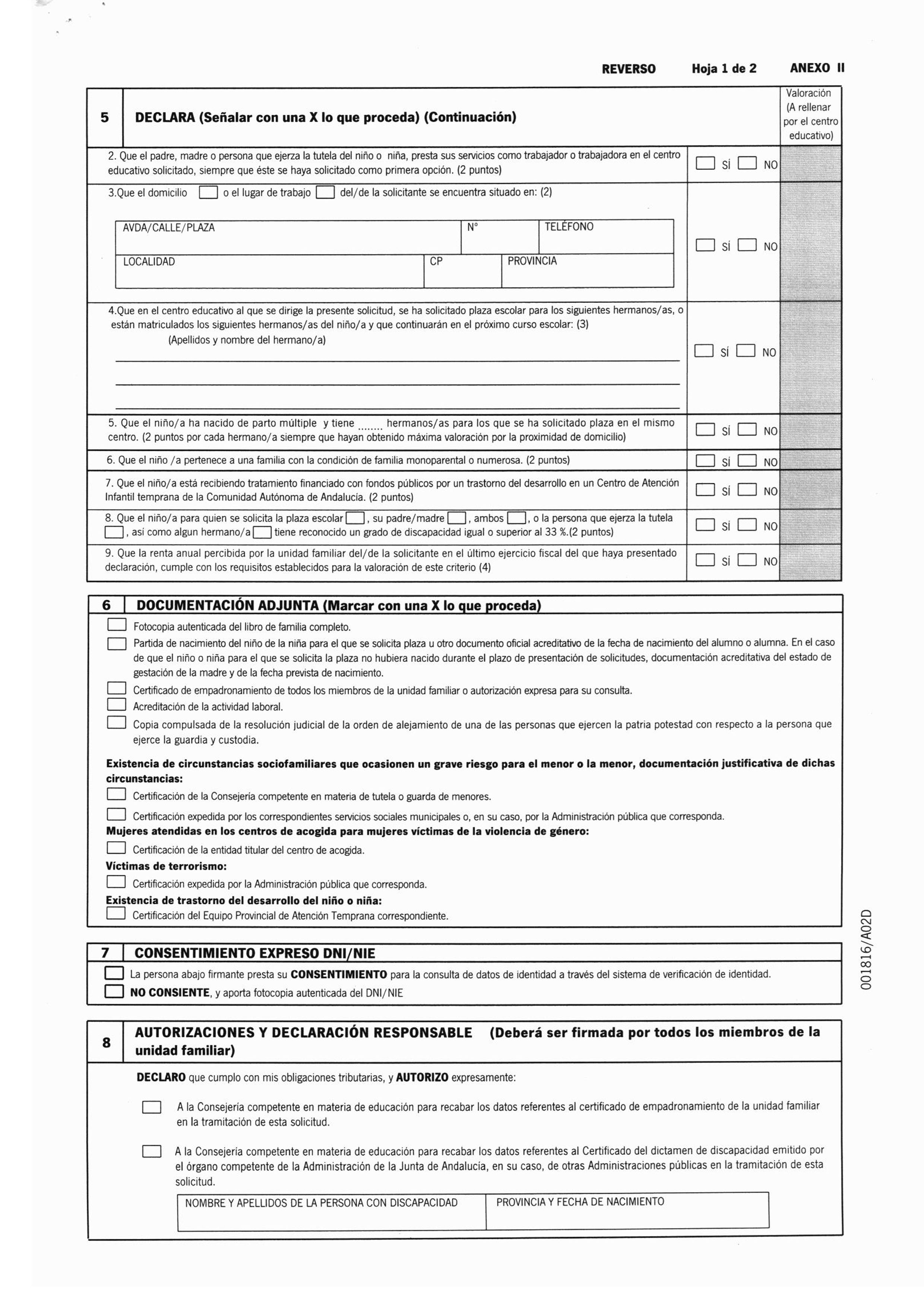 Solicitud Admision centro educación infantil Solicitud Admision centro educación infantil